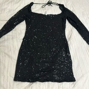 Lucy in the Sky Black Sequin Long Sleeve Dress